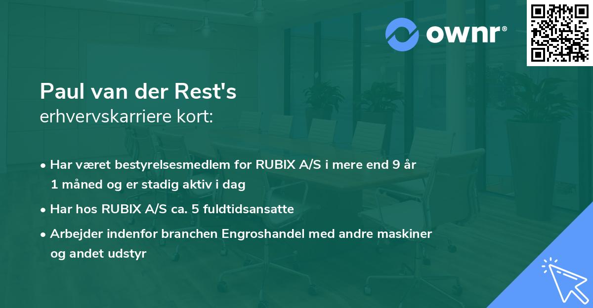 Paul van der Rest's erhvervskarriere kort