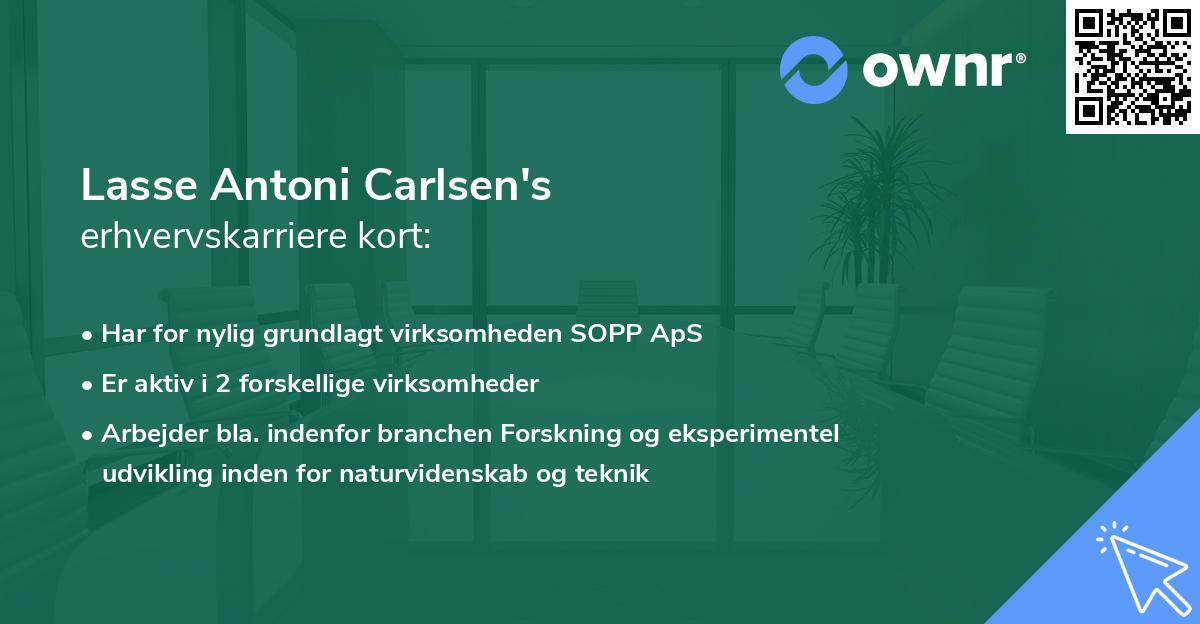 Lasse Antoni Carlsen's erhvervskarriere kort