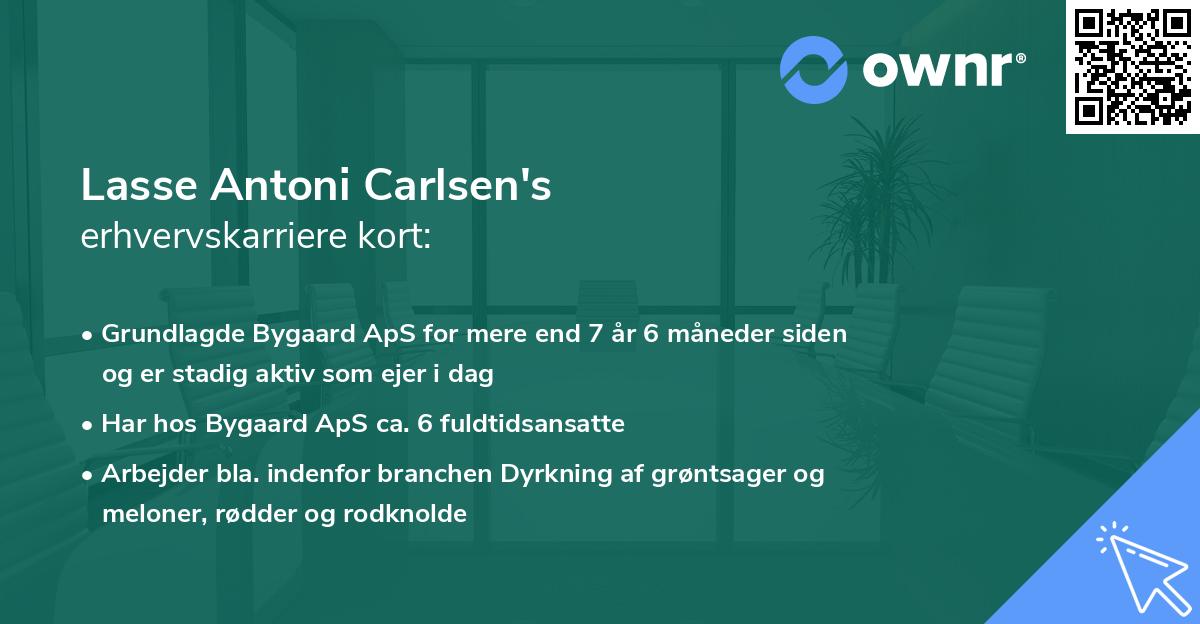Lasse Antoni Carlsen's erhvervskarriere kort