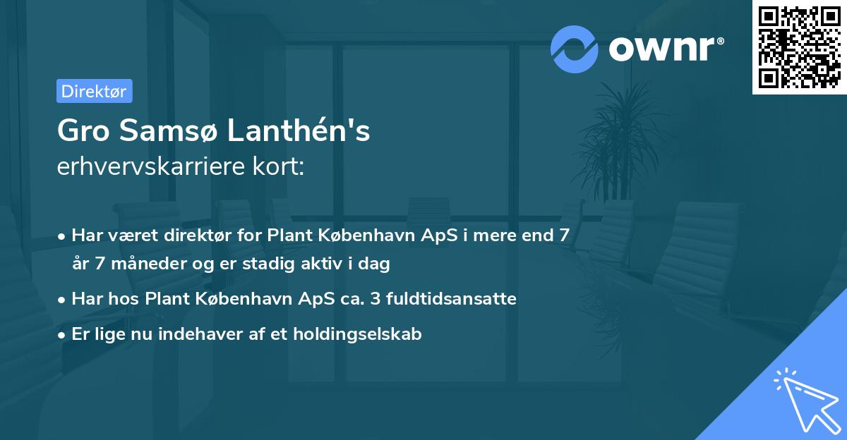Gro Samsø Lanthén's erhvervskarriere kort