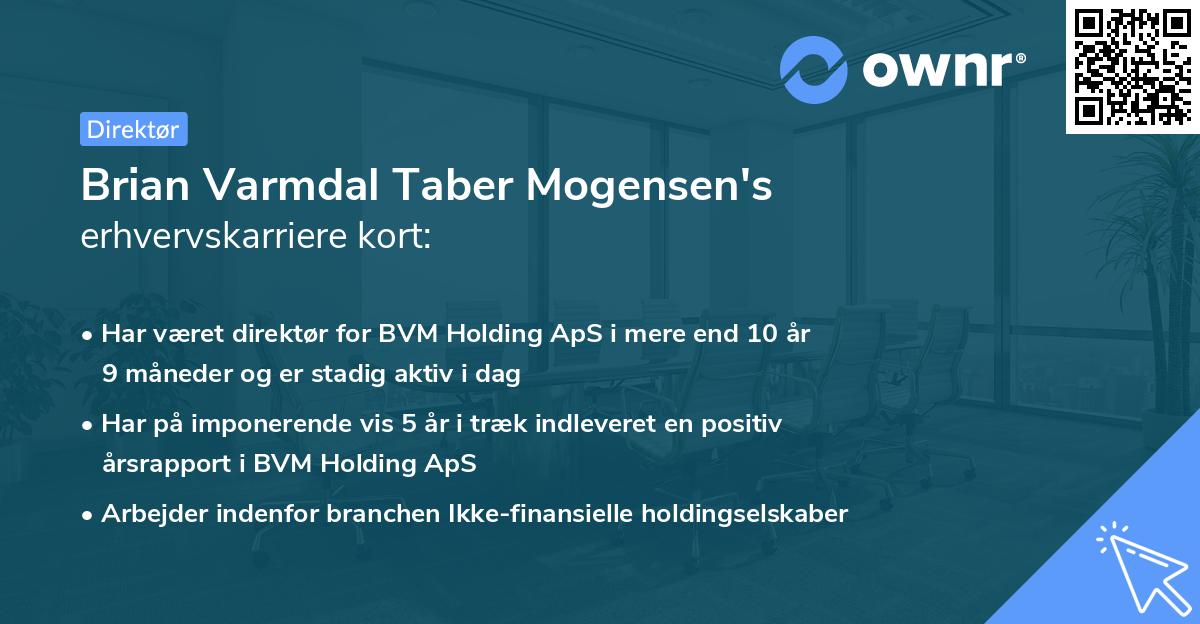 Brian Varmdal Taber Mogensen's erhvervskarriere kort
