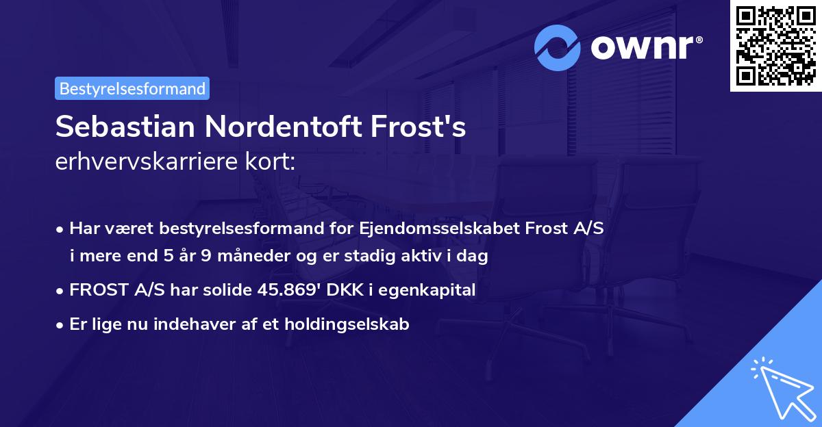 Sebastian Nordentoft Frost's erhvervskarriere kort