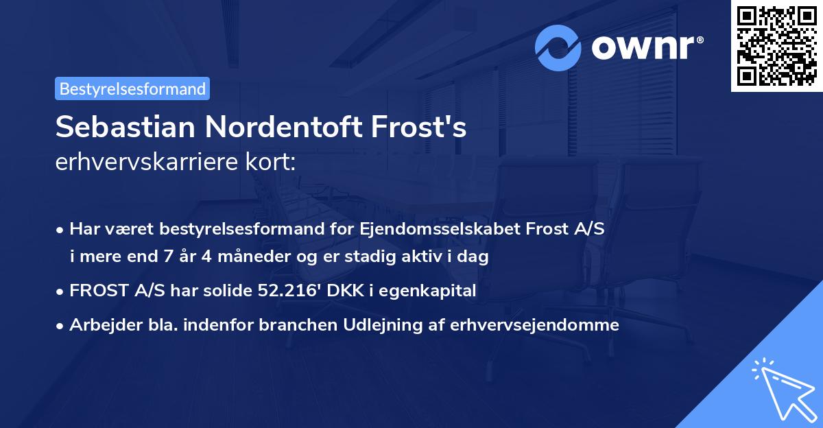 Sebastian Nordentoft Frost's erhvervskarriere kort