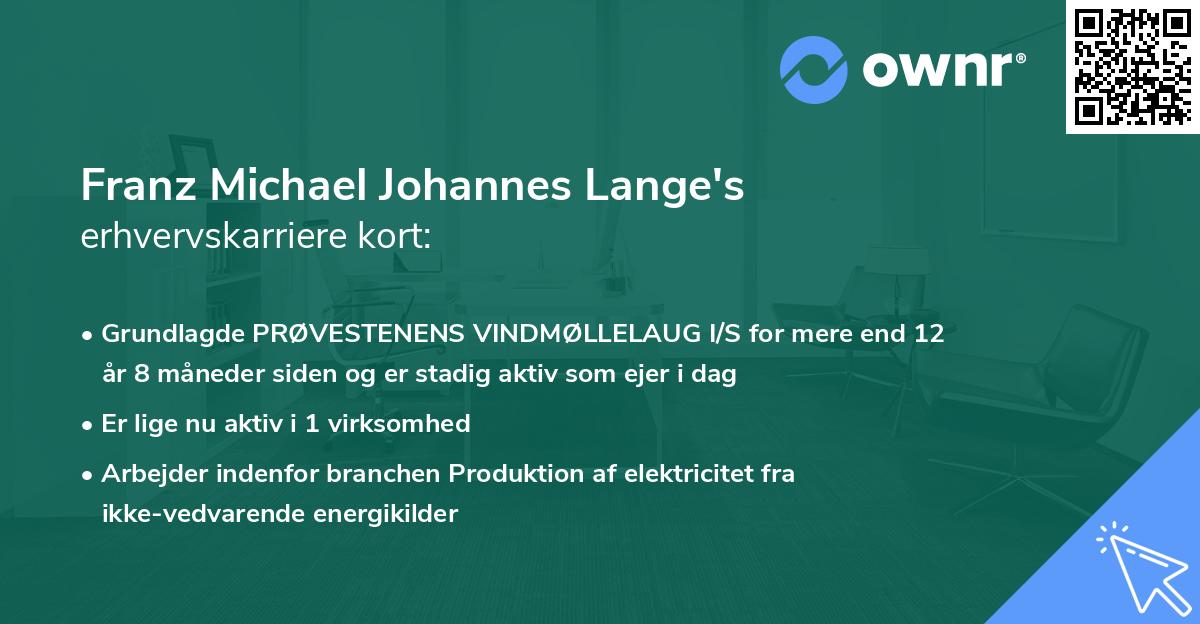 Franz Michael Johannes Lange's erhvervskarriere kort