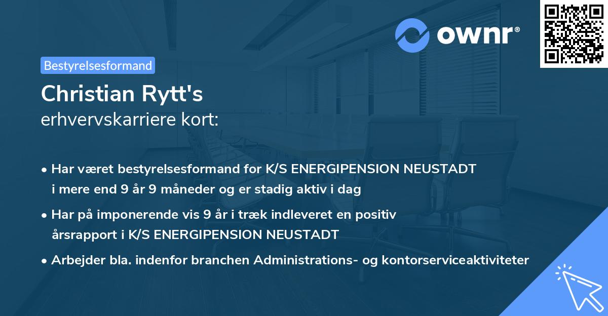 Christian Rytt's erhvervskarriere kort