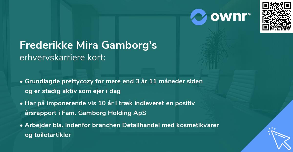 Frederikke Mira Gamborg's erhvervskarriere kort