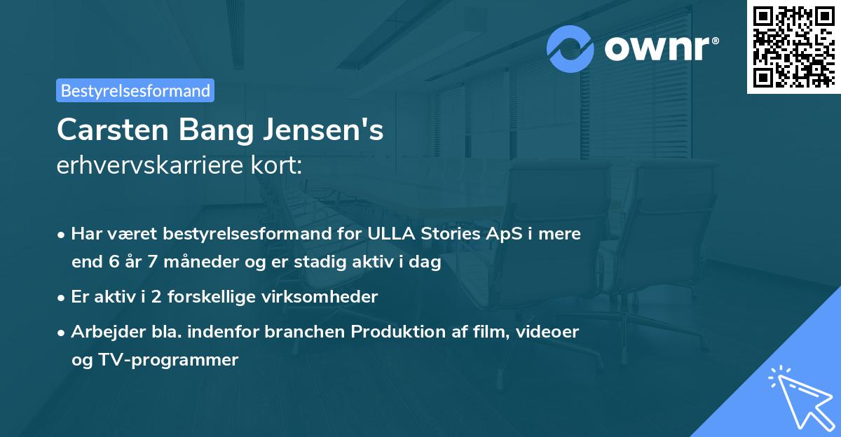 Carsten Bang Jensen's erhvervskarriere kort