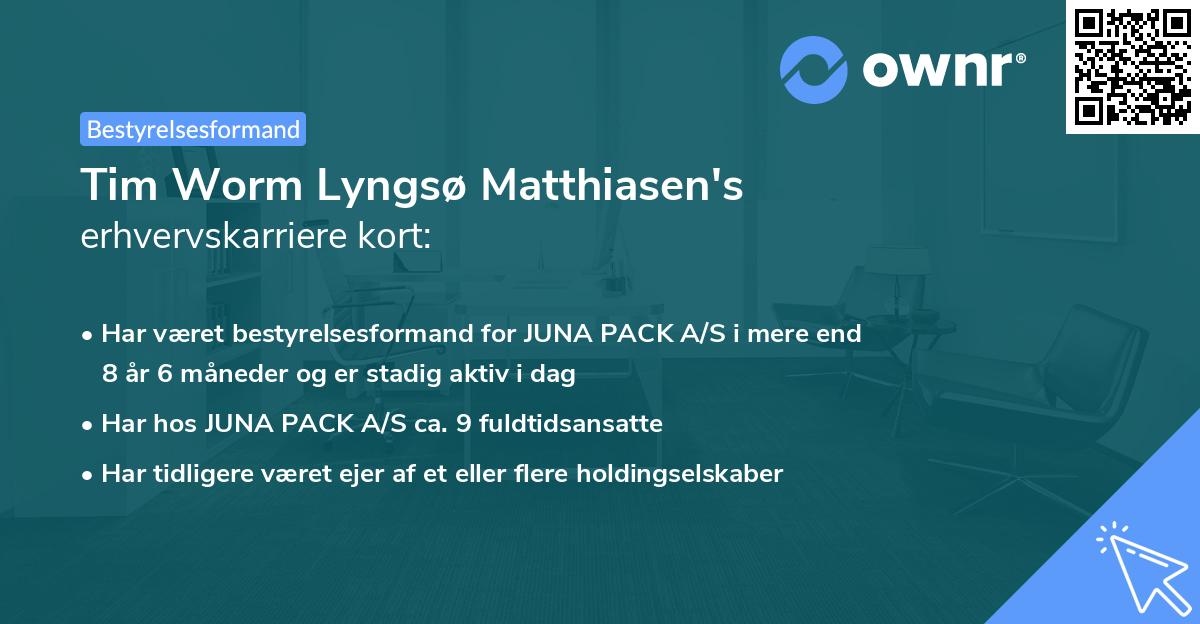 Tim Worm Lyngsø Matthiasen's erhvervskarriere kort