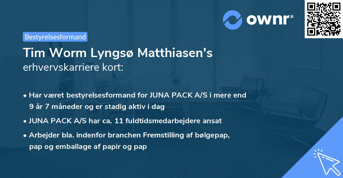 Tim Worm Lyngsø Matthiasen's erhvervskarriere kort