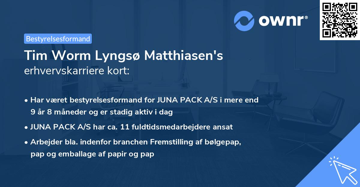 Tim Worm Lyngsø Matthiasen's erhvervskarriere kort