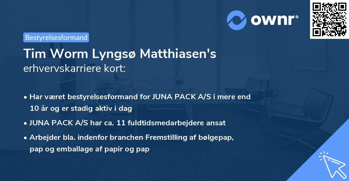 Tim Worm Lyngsø Matthiasen's erhvervskarriere kort