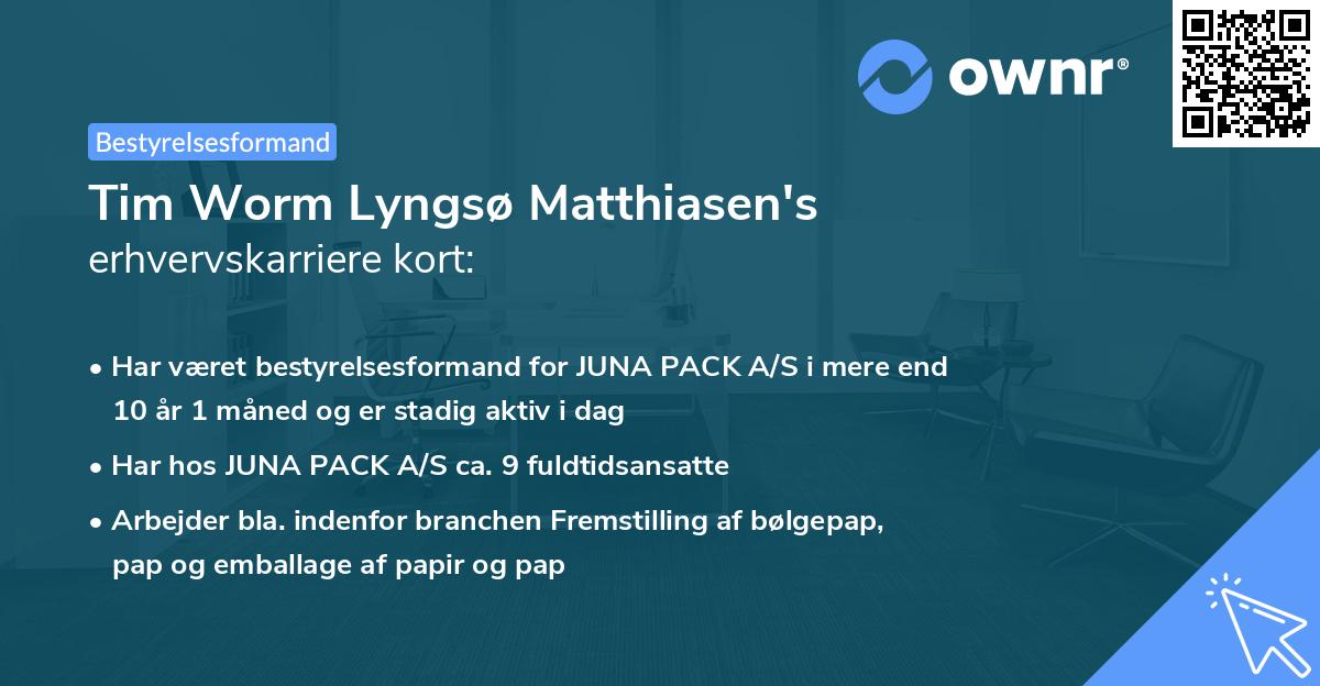 Tim Worm Lyngsø Matthiasen's erhvervskarriere kort