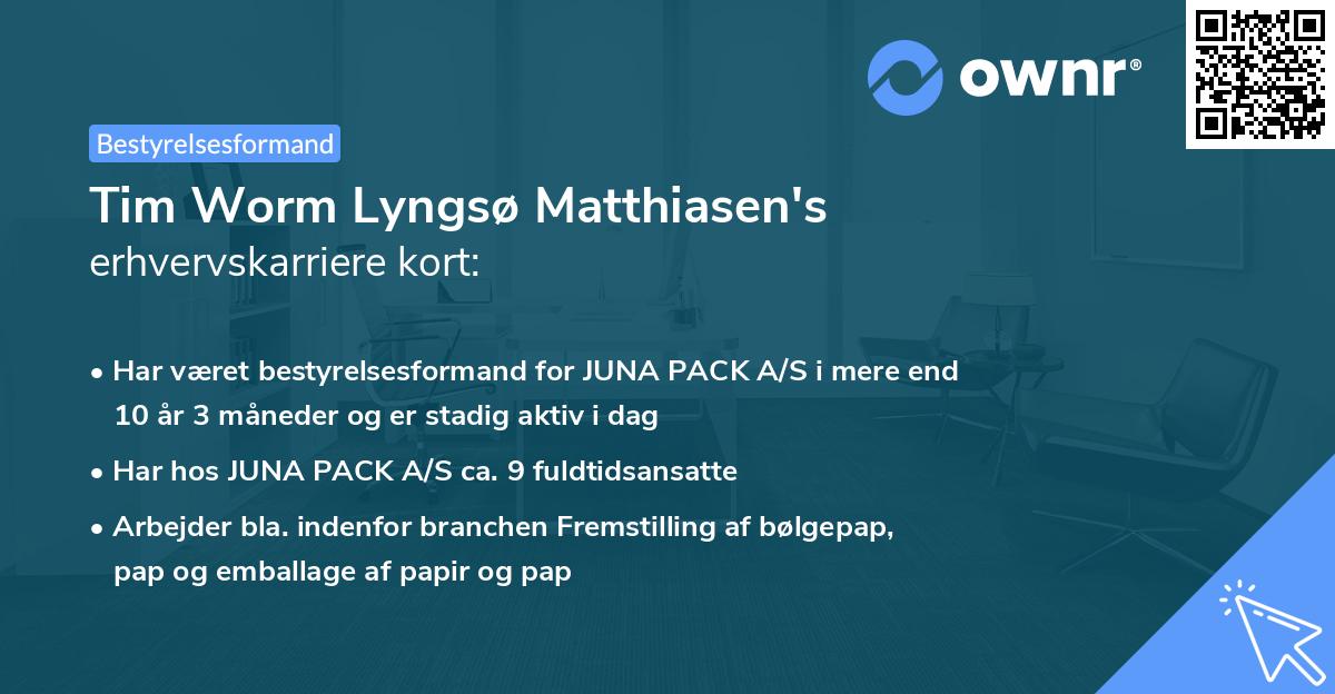 Tim Worm Lyngsø Matthiasen's erhvervskarriere kort