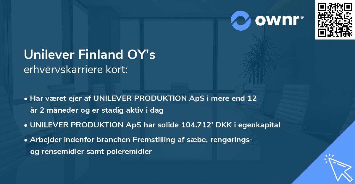 Unilever Finland OY's erhvervskarriere kort