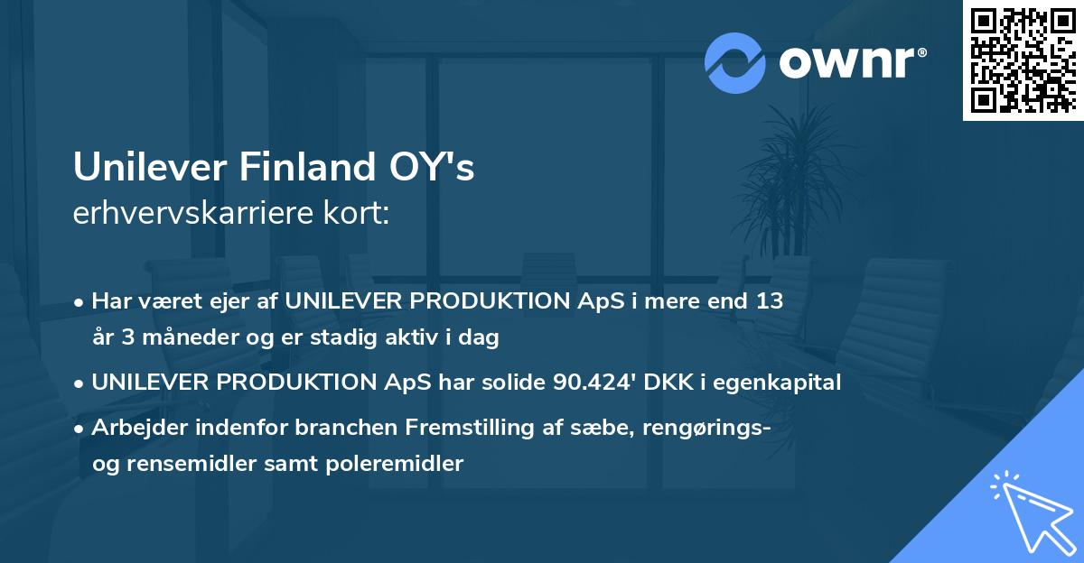 Unilever Finland OY's erhvervskarriere kort