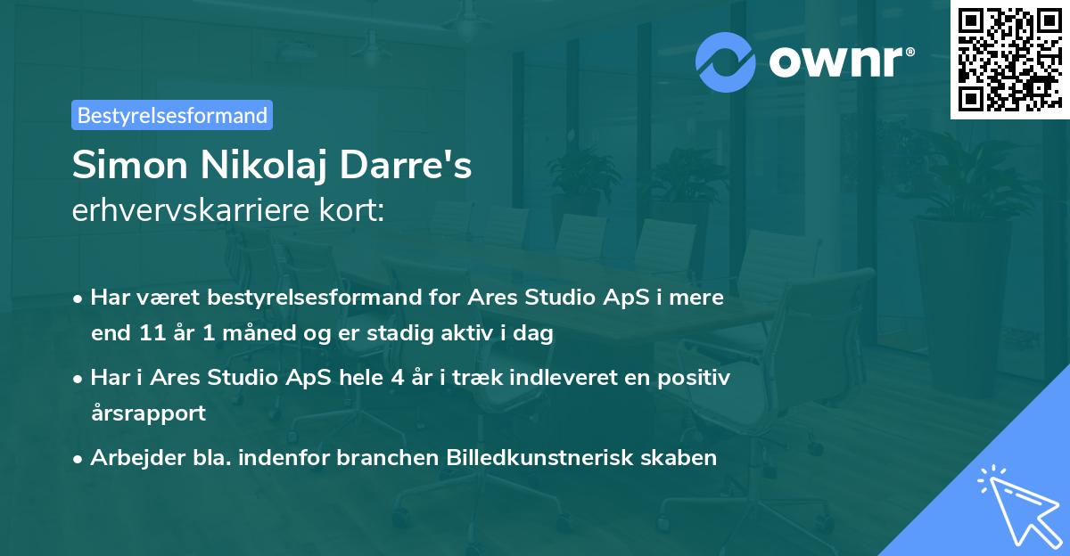 Simon Nikolaj Darre's erhvervskarriere kort