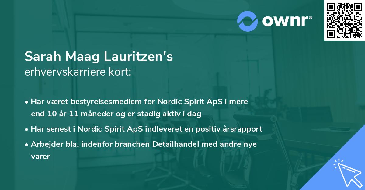 Sarah Maag Lauritzen's erhvervskarriere kort