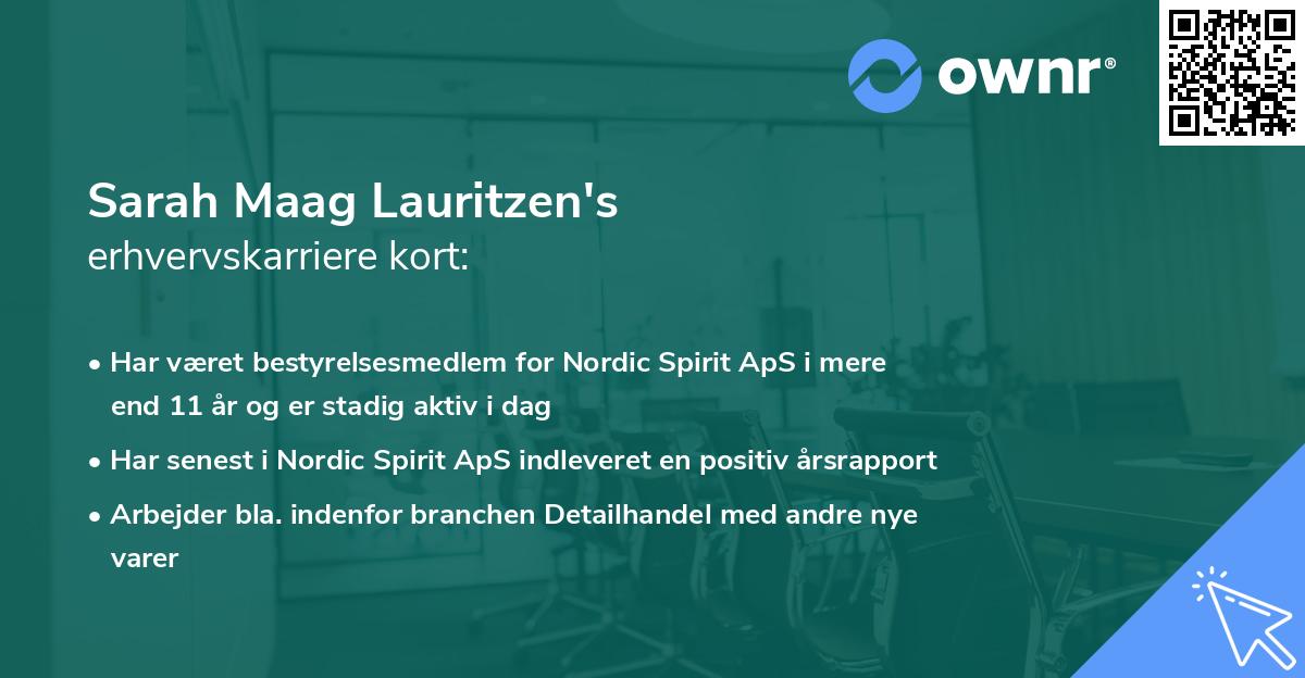Sarah Maag Lauritzen's erhvervskarriere kort