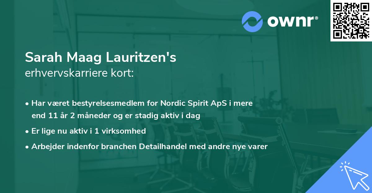 Sarah Maag Lauritzen's erhvervskarriere kort