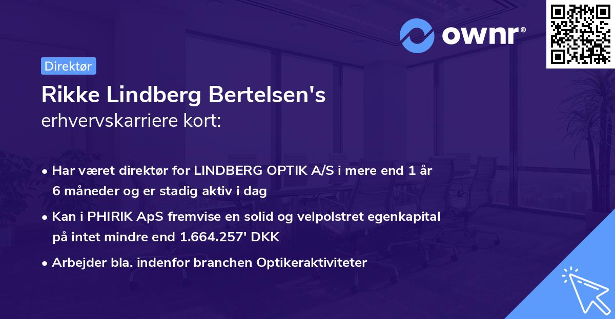 Rikke Lindberg Bertelsen's erhvervskarriere kort