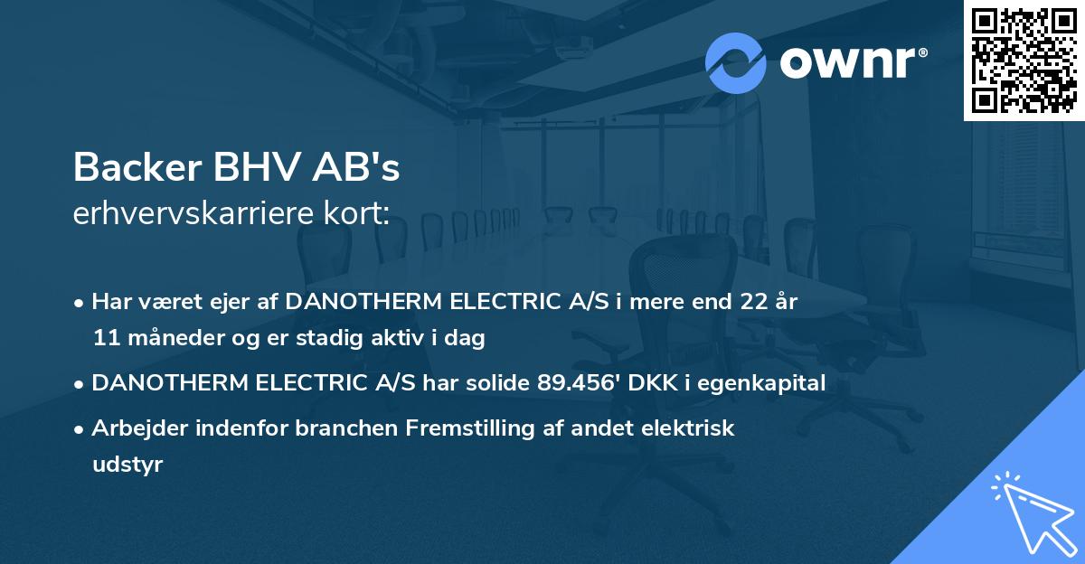 Backer BHV AB's erhvervskarriere kort