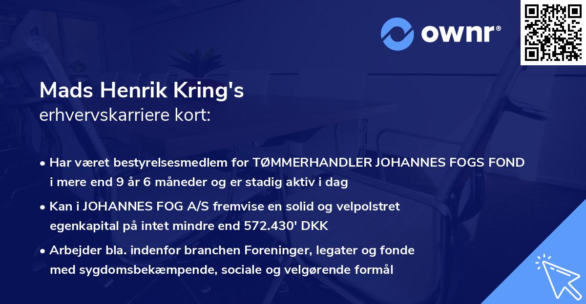 Mads Henrik Kring's erhvervskarriere kort