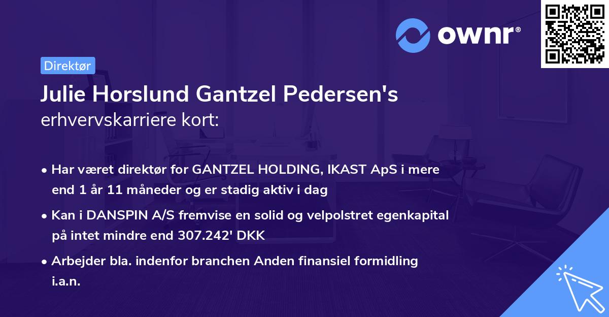 Julie Horslund Gantzel Pedersen's erhvervskarriere kort