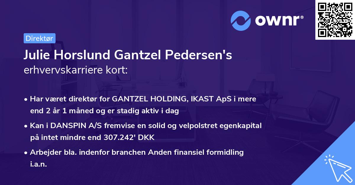 Julie Horslund Gantzel Pedersen's erhvervskarriere kort