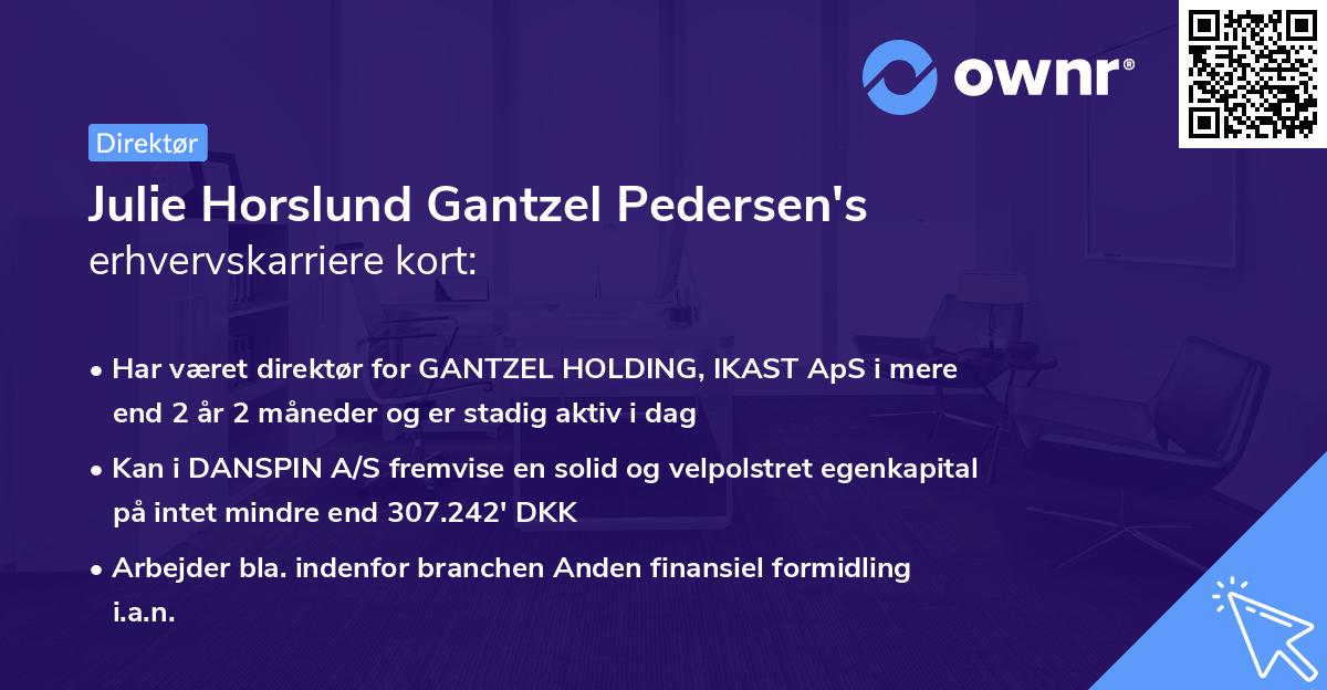 Julie Horslund Gantzel Pedersen's erhvervskarriere kort