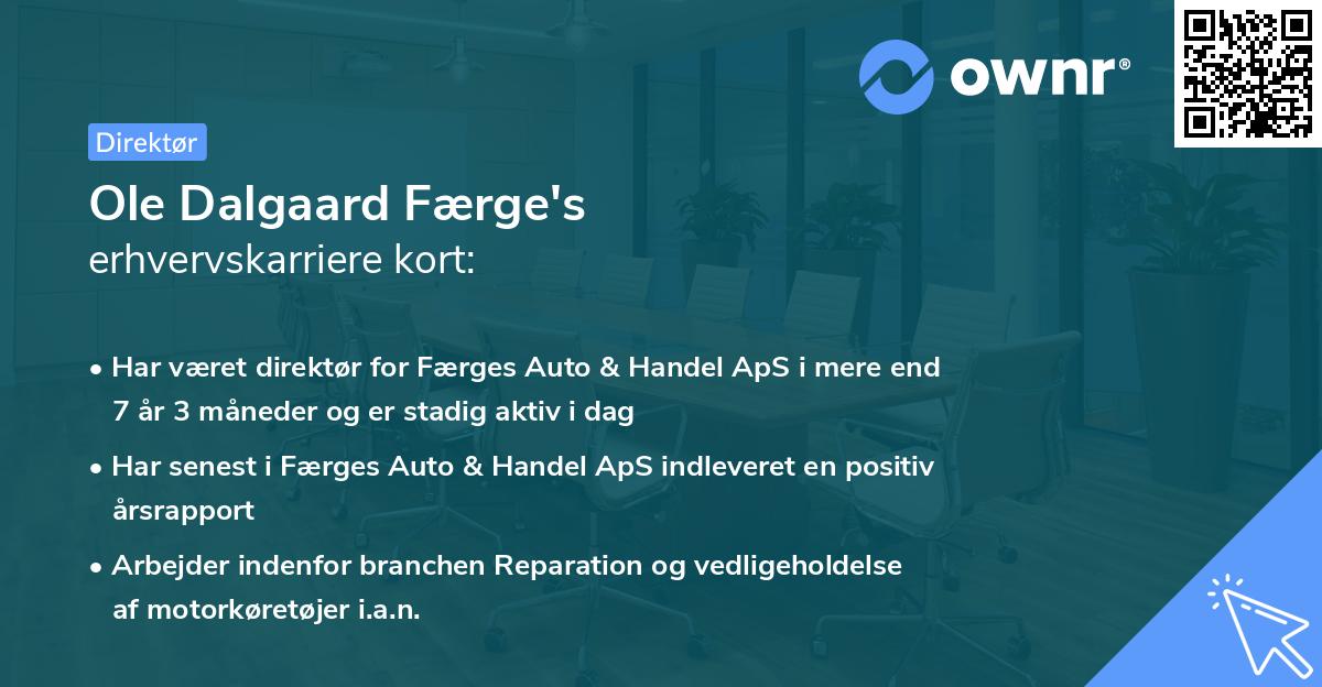 Ole Dalgaard Færge's erhvervskarriere kort