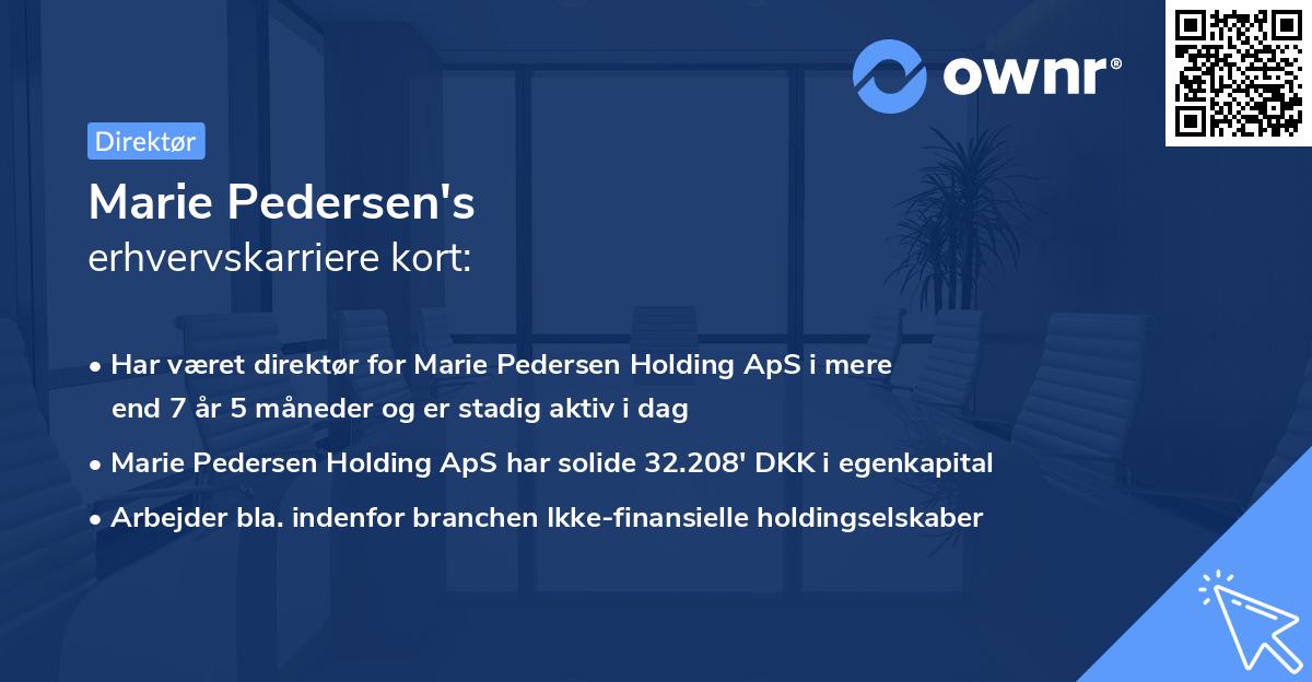 Marie Pedersen's erhvervskarriere kort