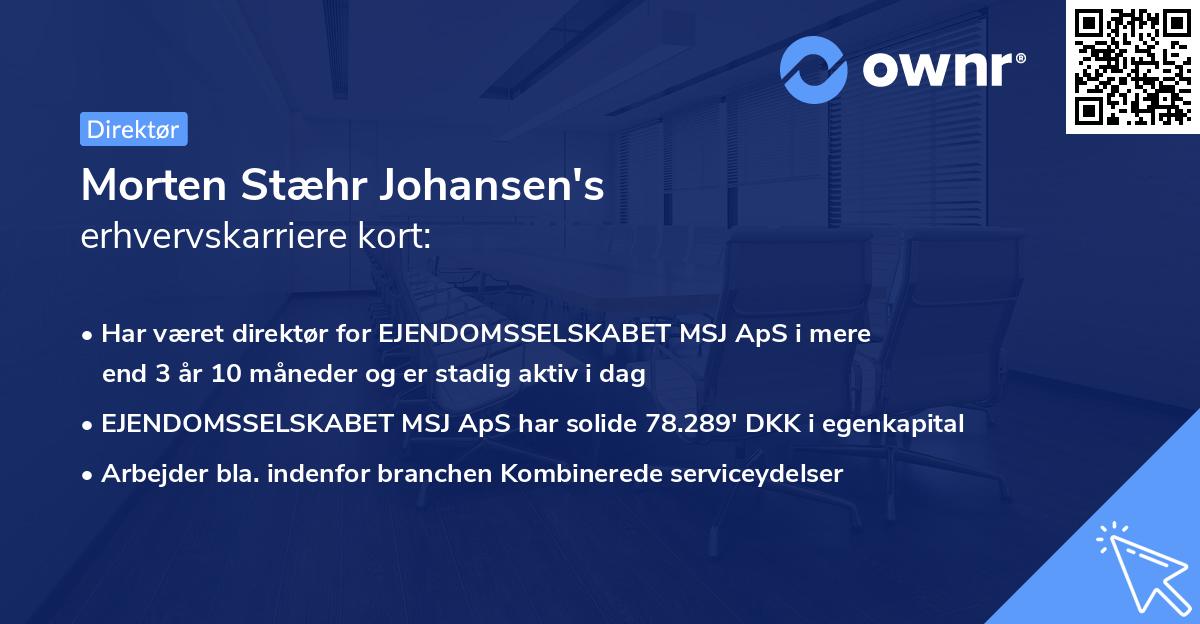 Morten Stæhr Johansen's erhvervskarriere kort