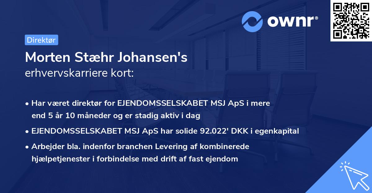 Morten Stæhr Johansen's erhvervskarriere kort