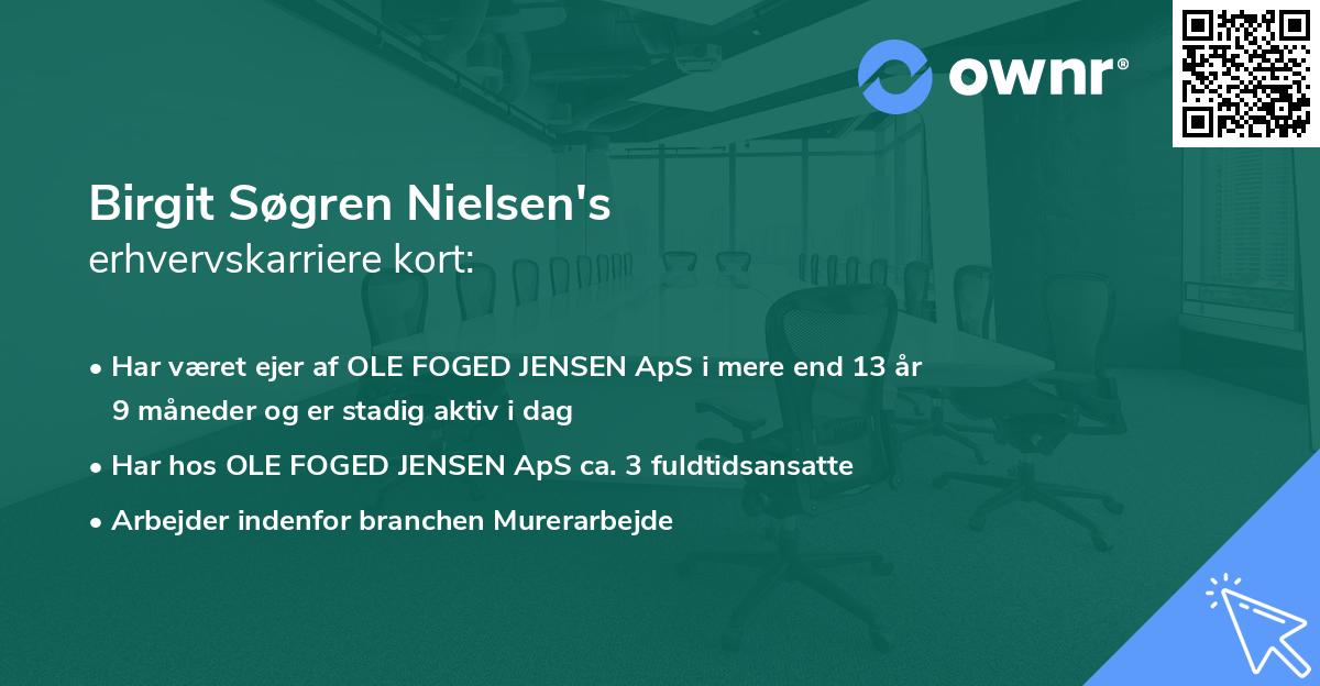 Birgit Søgren Nielsen's erhvervskarriere kort
