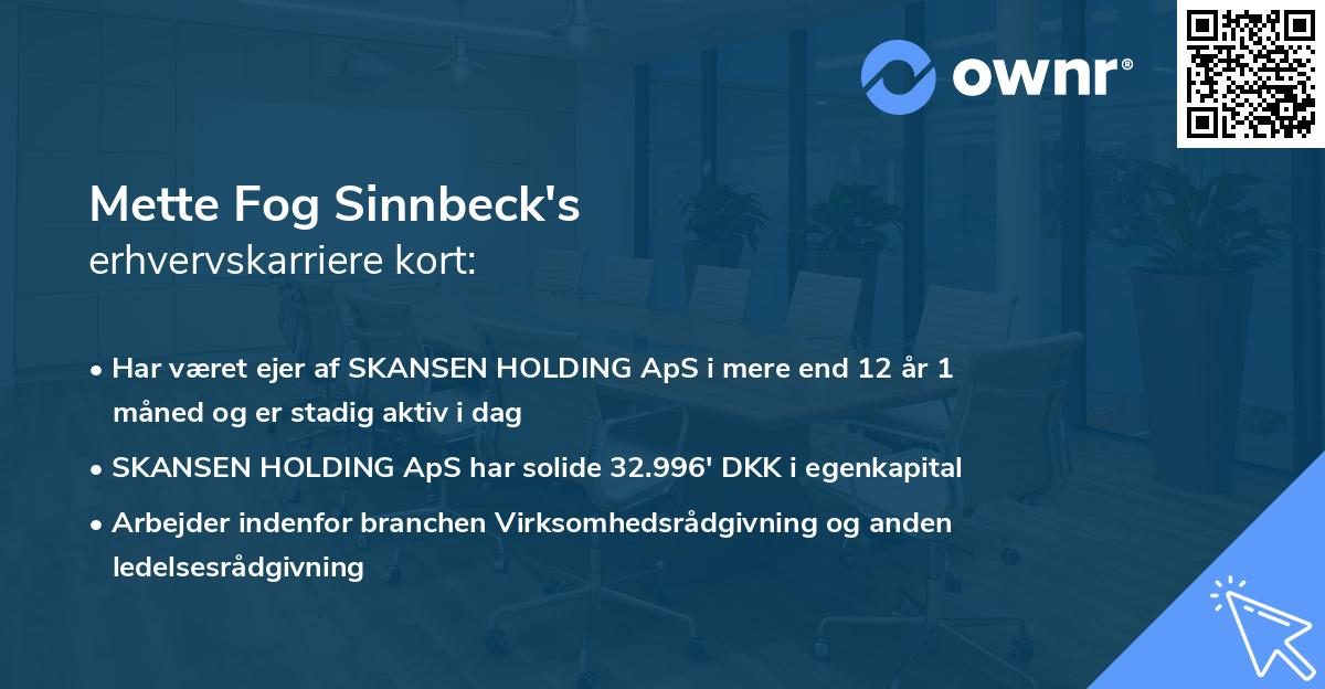 Mette Fog Sinnbeck's erhvervskarriere kort