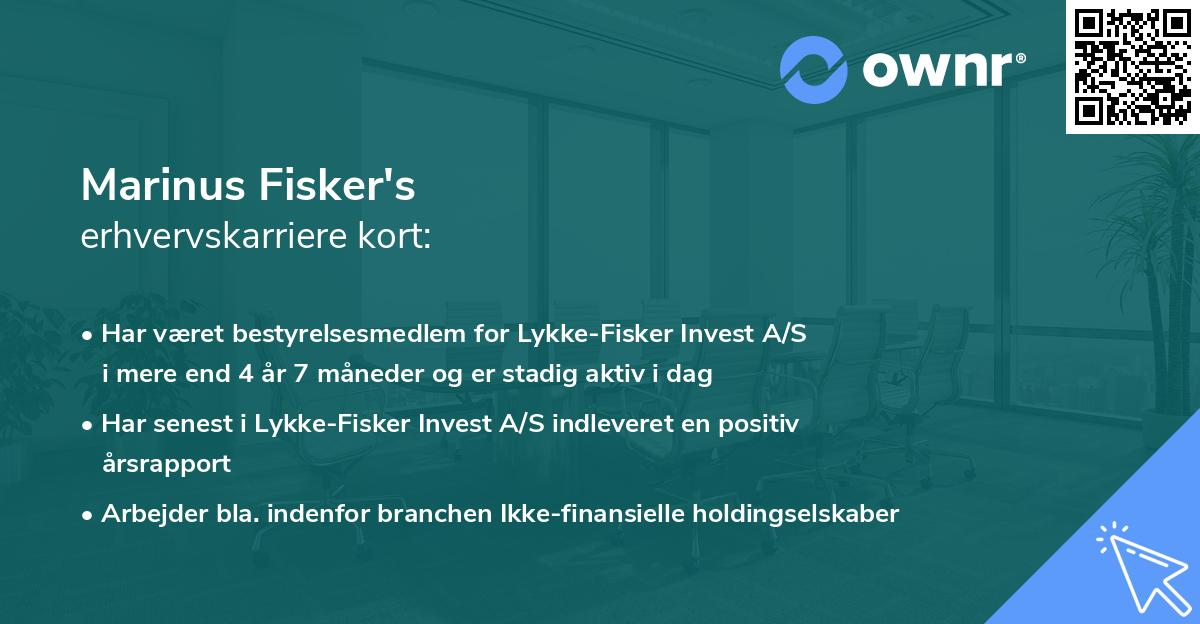 Marinus Fisker's erhvervskarriere kort