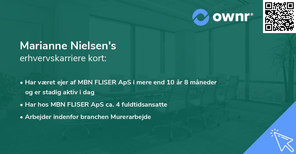Marianne Nielsen's erhvervskarriere kort