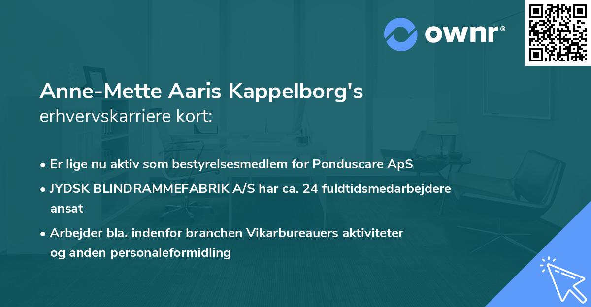 Anne-Mette Aaris Kappelborg's erhvervskarriere kort