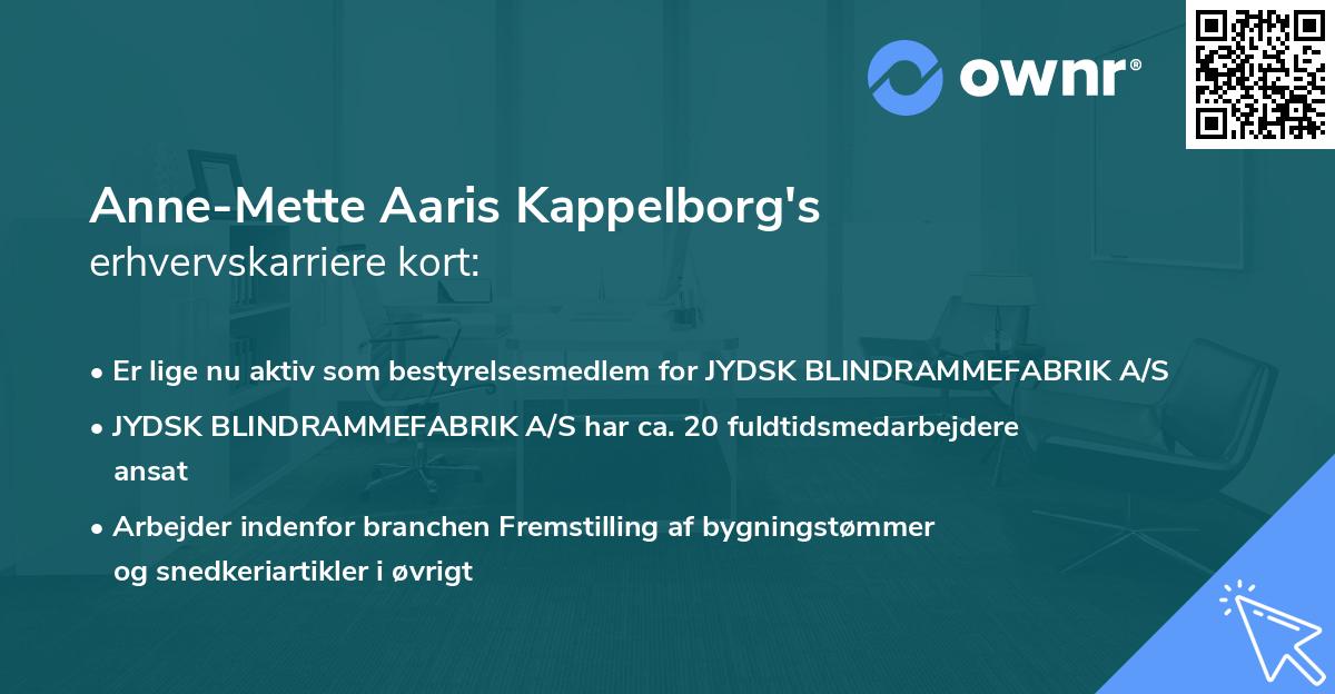 Anne-Mette Aaris Kappelborg's erhvervskarriere kort