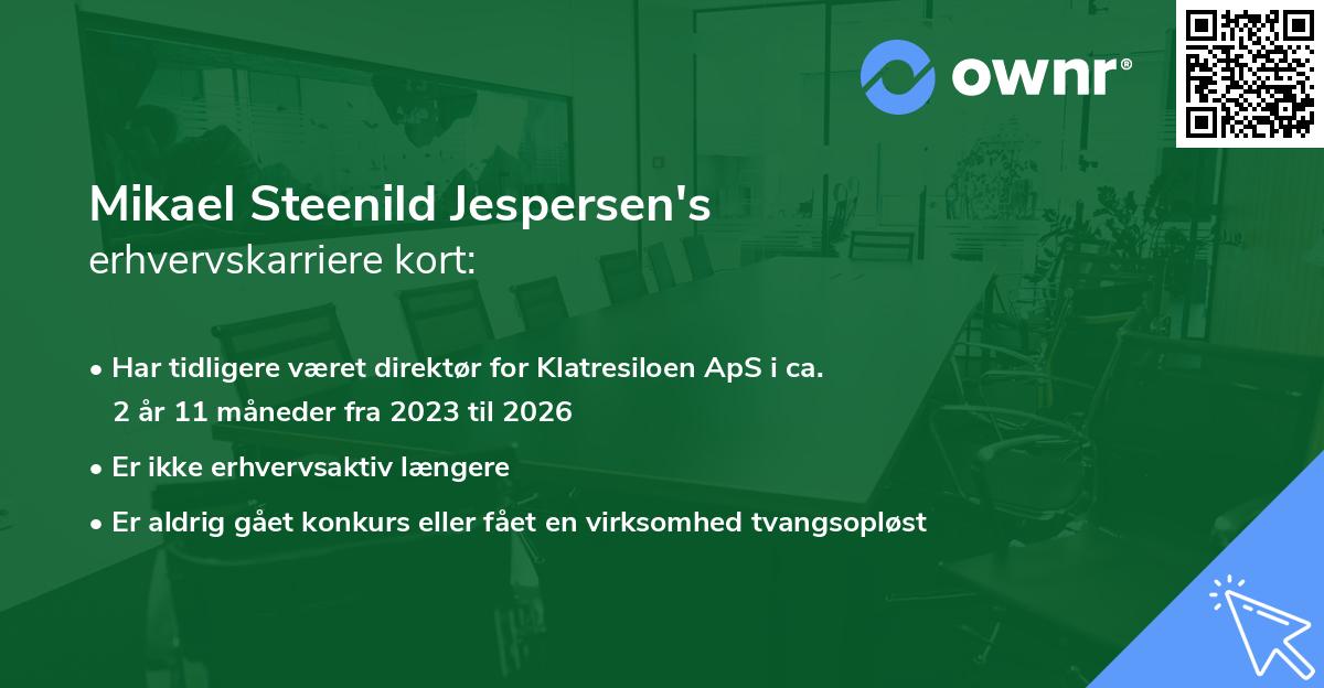 Mikael Steenild Jespersen's erhvervskarriere kort