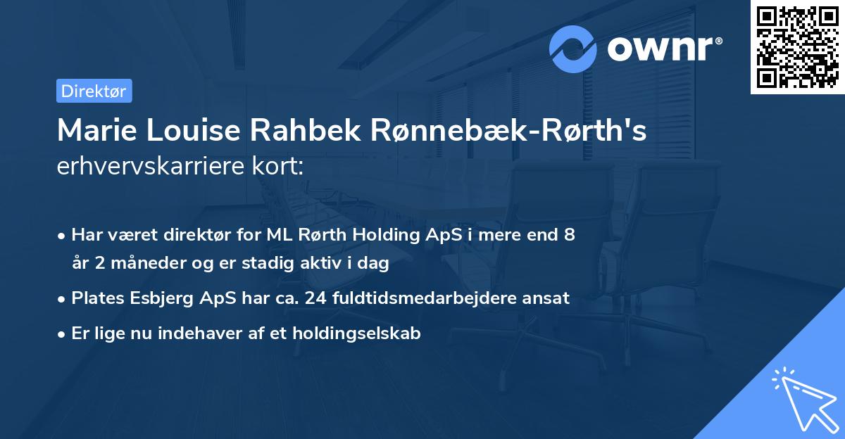 Marie Louise Rahbek Rønnebæk-Rørth's erhvervskarriere kort