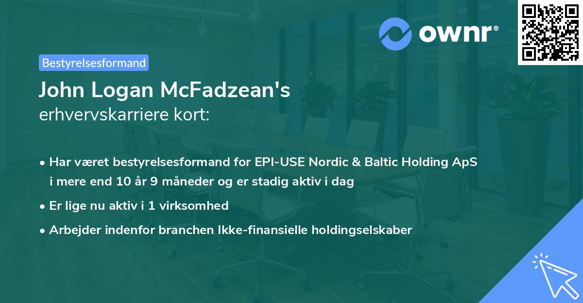 John Logan McFadzean's erhvervskarriere kort