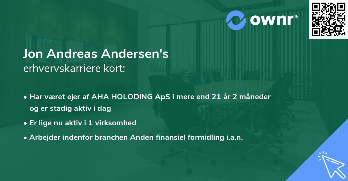 Jon Andreas Andersen's erhvervskarriere kort