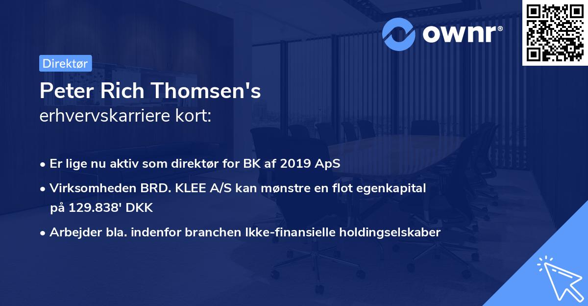 Peter Rich Thomsen's erhvervskarriere kort