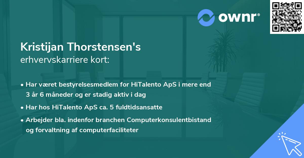 Kristijan Thorstensen's erhvervskarriere kort