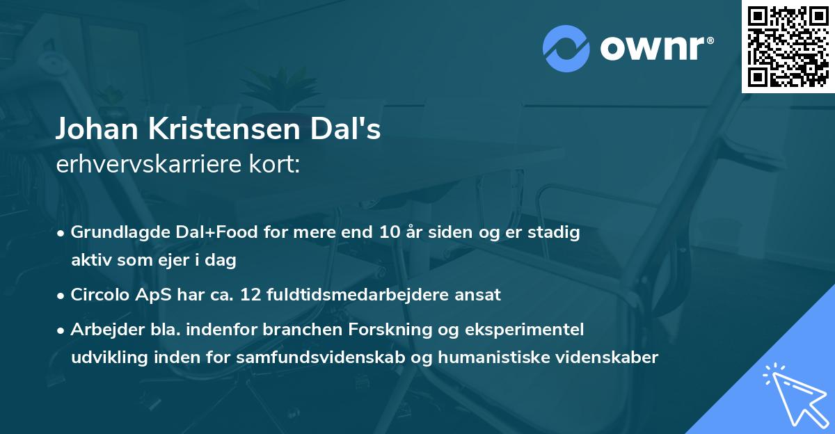 Johan Kristensen Dal's erhvervskarriere kort