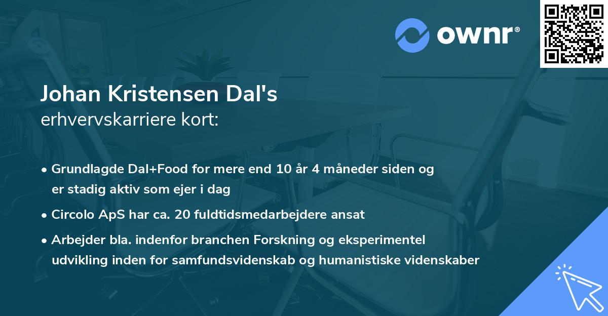 Johan Kristensen Dal's erhvervskarriere kort
