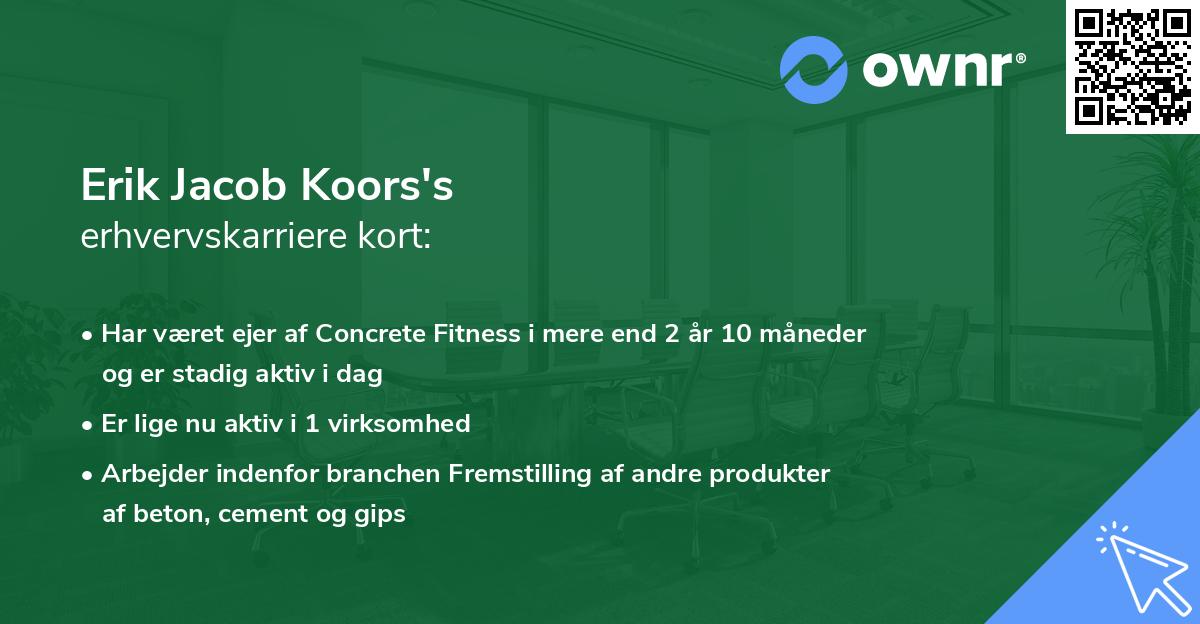 Erik Jacob Koors's erhvervskarriere kort