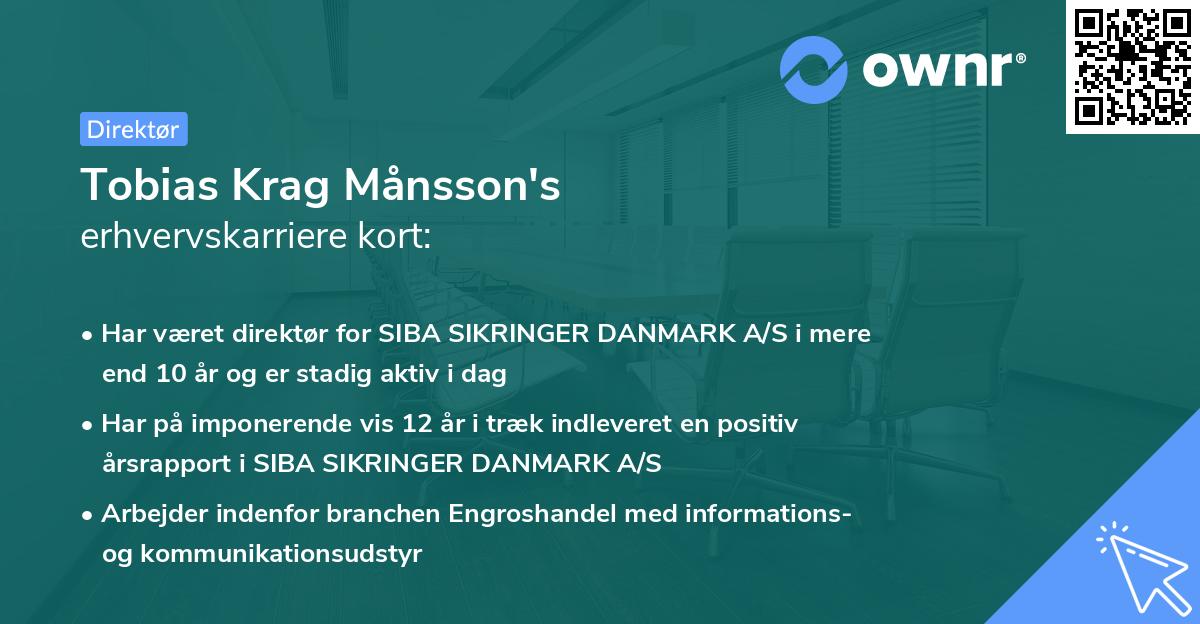 Tobias Krag Månsson's erhvervskarriere kort
