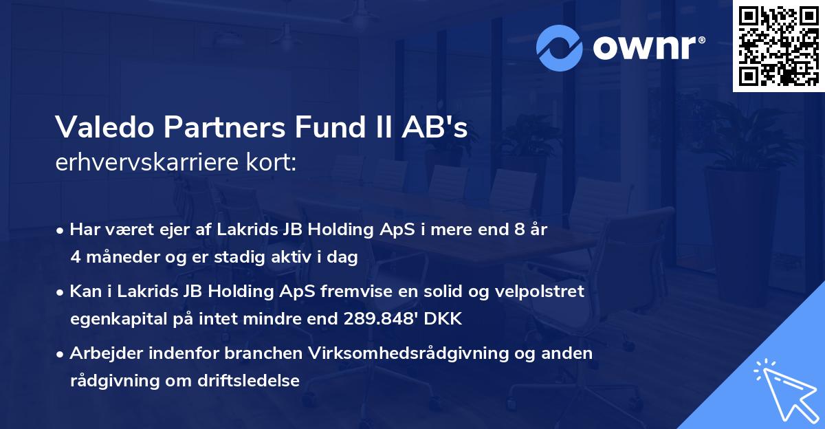 Valedo Partners Fund II AB's erhvervskarriere kort